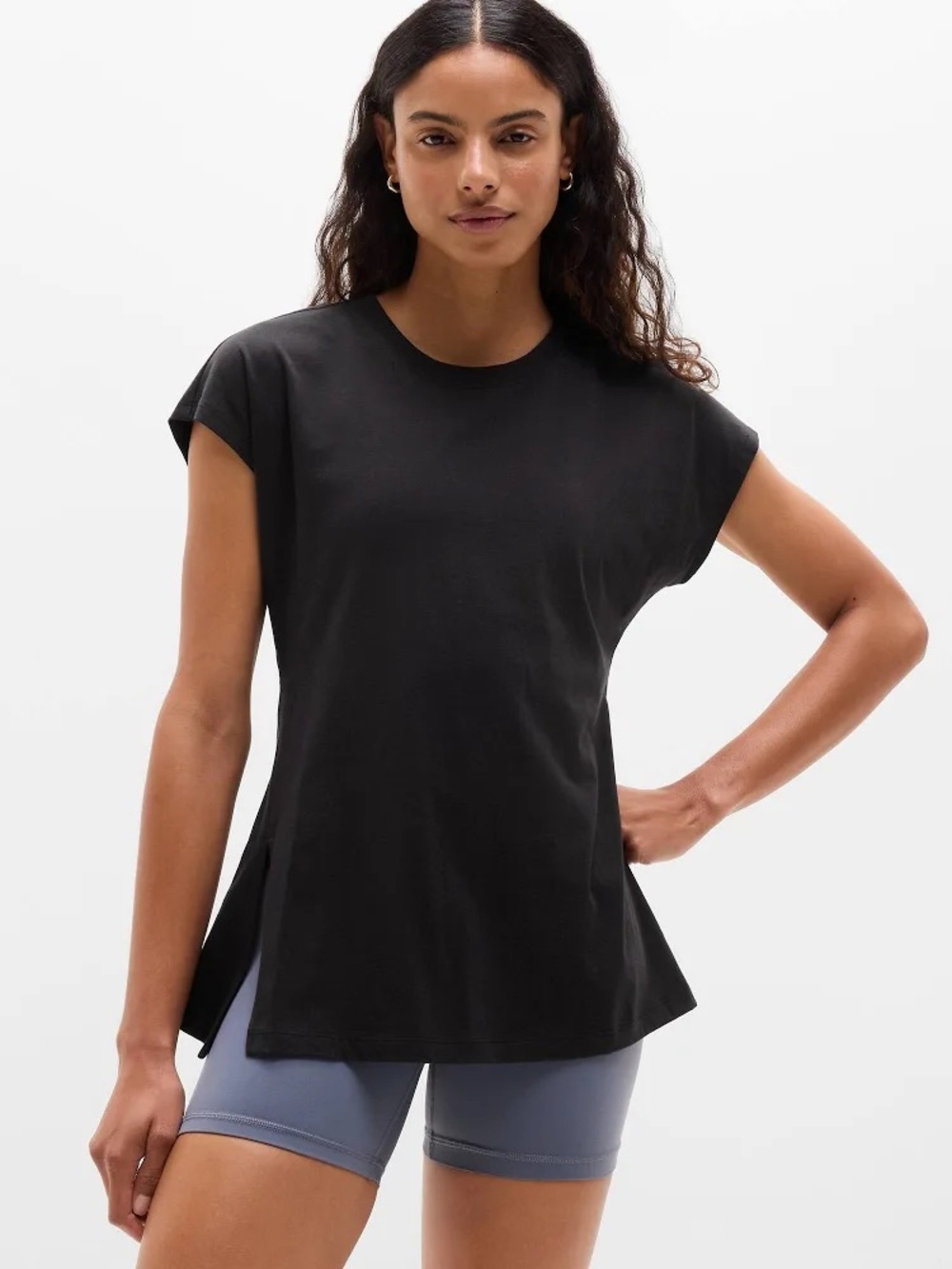 Athleta women’s favorite Cotton Dolman Tee Black Size XS